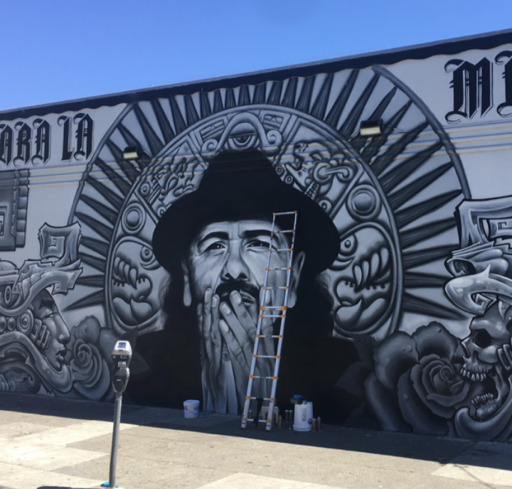 Mission District streetscape with murals